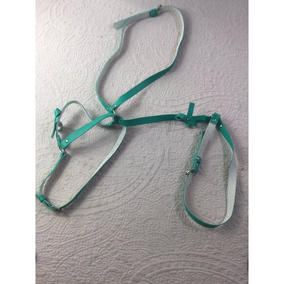 Adjustable Teal Faux Leather Chest Harness*Gay*BDSM*Buckles*Rivets*Halloween*New - Picture 2 of 5